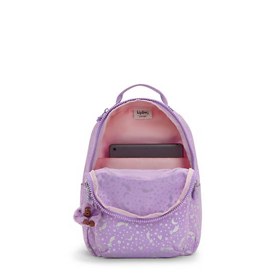 Kipling Seoul Small Printed Tablet Backpacks Galaxy Metallic | AU 1613VR